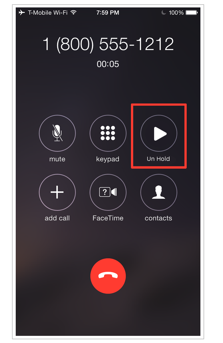 Unhold Call